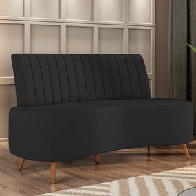 Sofá 2 Lugares Living 160cm Pé Palito Maraú Veludo K01 - D'Rossi - Preto