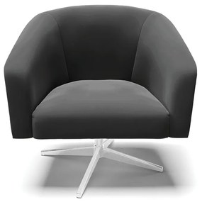 Poltrona Decorativa Giratória Cromada Stella Veludo D03 - D'Rossi - Preto