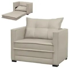 Sofá Cama Solteiro Berlim B10 Suede Bege - Mpozenato