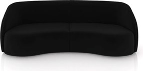 Sofá Decorativo Sala de Estar Bipartido 318cm Clarke Veludo Preto G45 - Gran Belo