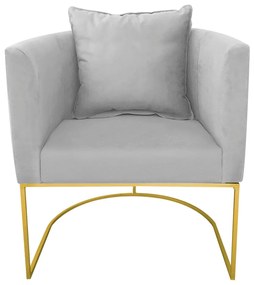 Kit 02 Poltronas Paola Suede Base Metálica Dourado D03 - D'Rossi  - Cinza