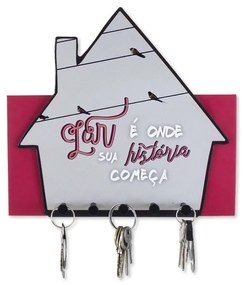 Porta Chaves e Cartas Lar é Onde Sua História Começa