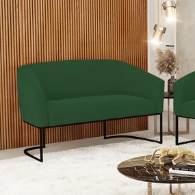 Sofá 2 Lugares Namoradeira Industrial Preto Stella Veludo D03 - D'Rossi - Verde