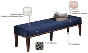Recamier Decorativo 160cm Martínez Veludo Pés Madeira Azul/Imbúia G62 - Gran Belo