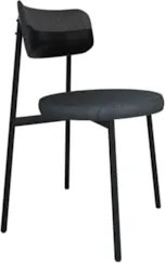 Cadeira de Jantar Estofada Fixa Nyka M25 Linho Grafite/Preto - Mpozena