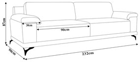 Sofá 232cm Decorativo Sala de Estar Agostino Couro Marrom G52 - Gran Belo