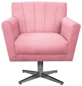 Poltrona Laura Base Giratória de Metal Suede Rosa Bebê - ADJ Decor