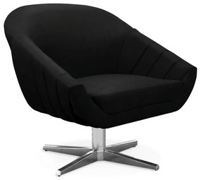 Kit 01 Namoradeira 02 Lugares e 02 Poltronas Giratória Giovana Suede Base Cromada - D'Rossi - Preto