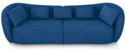 Sofá 3 Lugares 252cm Orgânico Pé Madeira Yume Veludo Azul Z55 - Mpozen