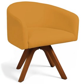 Poltrona Sala Base Giratória Madeira Arielle Bouclê D03 - D'Rossi - Mostarda