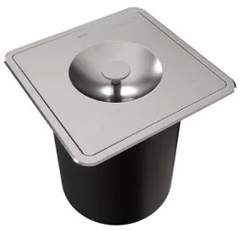 Lixeira de Embutir Quadrada Docol Massima em Aço Inox Escovado com Balde Plástico 6 Litros