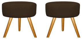 Kit 02 Puffs Sofia Palito Mel Suede Marrom - ADJ Decor