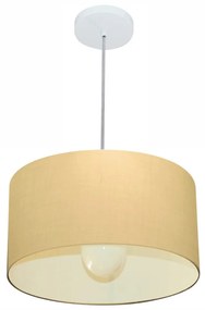 Lustre Pendente Cilíndrico Md-4031 Cúpula em Tecido 40x21cm Algodão Crú - Bivolt