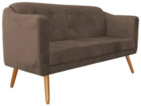 Namoradeira Bruna 1,60 m 3 Lugares Pés Palito Suede Marrom