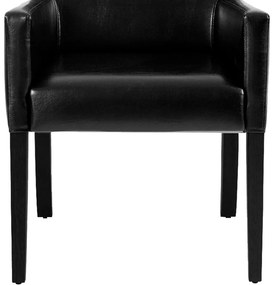 Poltrona Decorativa Sala de Estar Base Madeira Preto Liverpool PU Sintético Preto G15 - Gran Belo