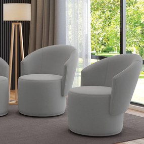 Poltrona Decorativa Orgânica Fixa para Sala Kit 2 Malu Suede M11 - D'Rossi - Cinza