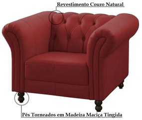 Poltrona Decorativa Maggiore Couro Vermelho G58 - Gran Belo