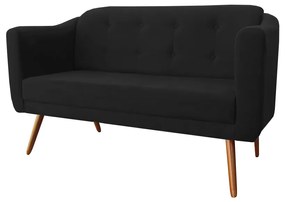 Namoradeira Bruna 1,40 m 2 Lugares Pés Palito Suede Preto