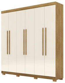 Guarda Roupa Elegance 6 Portas Nature/Champanhe - Vila Rica Móveis