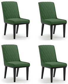 Cadeira Sala de Jantar Base Madeira Preto Kit 4 Sofia Suede Azul Marinho D03 - D'Rossi - Verde