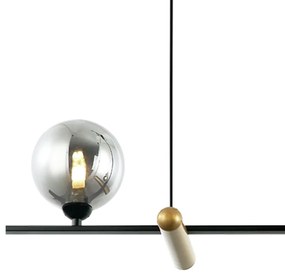 Pendente Bambu Metal Preto E Bronze Vidro Fume 19X80X29Cm 3Xg9 | Bella...