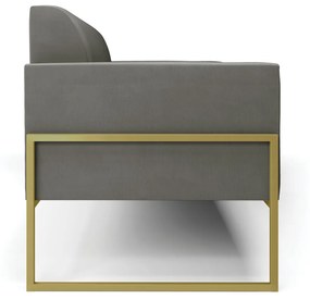 Sofá Namoradeira Base Industrial Alta Dourado Marisa Suede Grafite D03 - D'Rossi