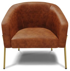 Poltrona Decorativa Pé de Ferro Dourado Stella Sintético PU D03 - D'Rossi - Nozes