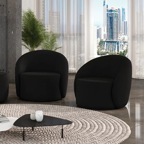 Poltrona Decorativa Orgânica Giratória Kit 2 Lua Suede D03 - D'Rossi - Preto