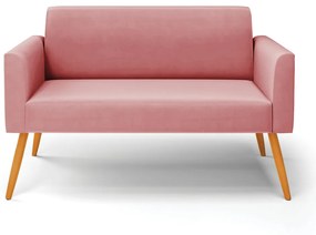 Sofá Namoradeira Pés Palito Castanho Marisa Suede D03 - DRossi - Rose