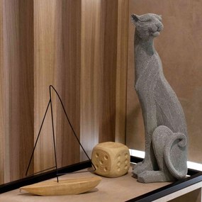 Escultura Decorativo Pantera Em Poliresina Cinza 52x19x17 Cm - D'Rossi