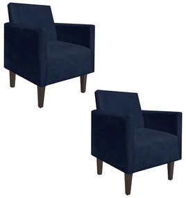 KIT 02 POLTRONAS JADE SUEDE AZUL MARINHO