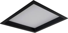 Plafon Led Embutir Quadrado Preto 22w Luz Amarela Deep