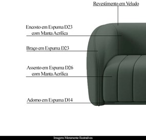 Conjunto Sala de Estar Sofá 292cm 4 Lugares e Poltrona Adam Veludo Cinza G45 - Gran Belo