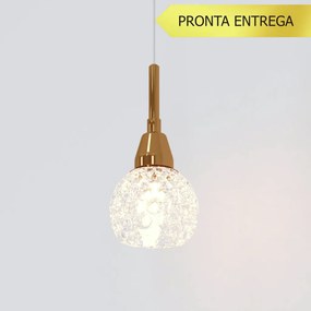 Pendente Amora Vidro Cristal Ø8X17Cm Alumínio 1Xg9 - Qimporta Pd2301 (COBRE BRILHO)