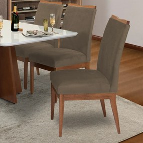 Conjunto 6 Cadeira Decorativa Leticia Aveludado Cappuccino