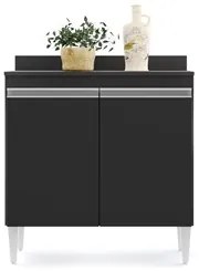 Armário de Cozinha Modulado de Canto 8 Peças CP27 com Pia Inox Preto -