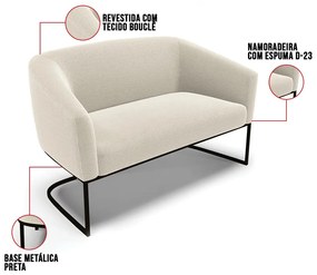 Sofá 2 Lugares Namoradeira Industrial Preto Stella Bouclê D03 - D'Rossi - Bege