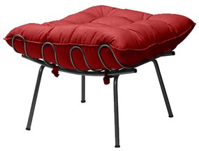 Puff Decorativo Sala de Estar Abel Pés Preto Suede Vermelho G41 - Gran Belo