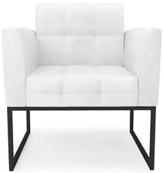 Poltrona Base Industrial Preto Kit 2 Ana Sintético PU Branco - Ibiza