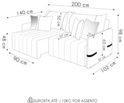 Sofá Cama Retrátil 200cm Essence D05 Linho Cru/Camel - Mpozenato