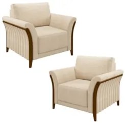 Kit 2 Poltronas Decorativas Sala de Estar 102cm Pés Madeira Roya Z32 L