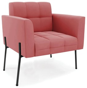Poltrona Pé de Ferro Preto para Sala Elisa Suede - D'Rossi - Rose