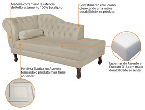 Recamier Diana 185cm Lado Direito Corano Bege - ADJ Decor