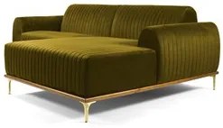 Sofá 300cm 5 Lugares com Chaise Direito Pés Gold Molino C-260 Veludo M