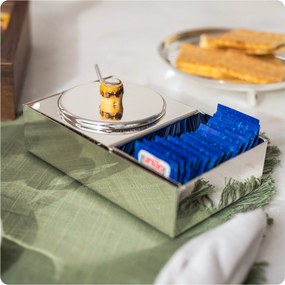 Açucareiro c/ Porta Adoçante Bambú Shefield Plate - Prata  Prata