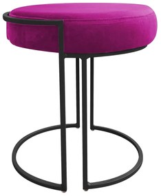 Puff Redondo Base Industrial Preto Kit 2 Love Suede - Pink