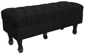 Puff Retro Luis Xv com Baú Capitonê 1 Metro Suede Preto  - D'Rossi