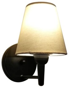 Arandela Cone Md-2004 Base Preto Cúpula em Tecido 14/14x07cm Algodão Cru - Bivolt