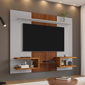 Painel Atlas Off White/Naturalle Ripado – Bechara Móveis