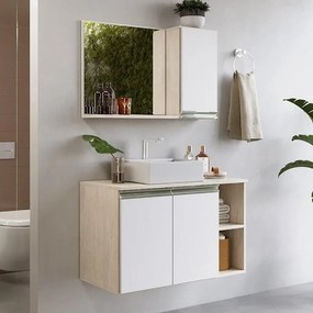 Gabinete Balcão Para Banheiro Galla 80cm Com Espelho E Cuba